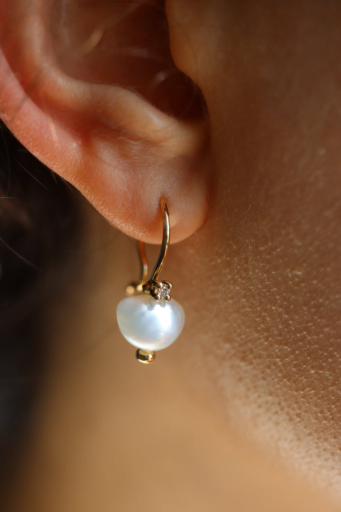 orecchini oro perle diamanti fairtrade