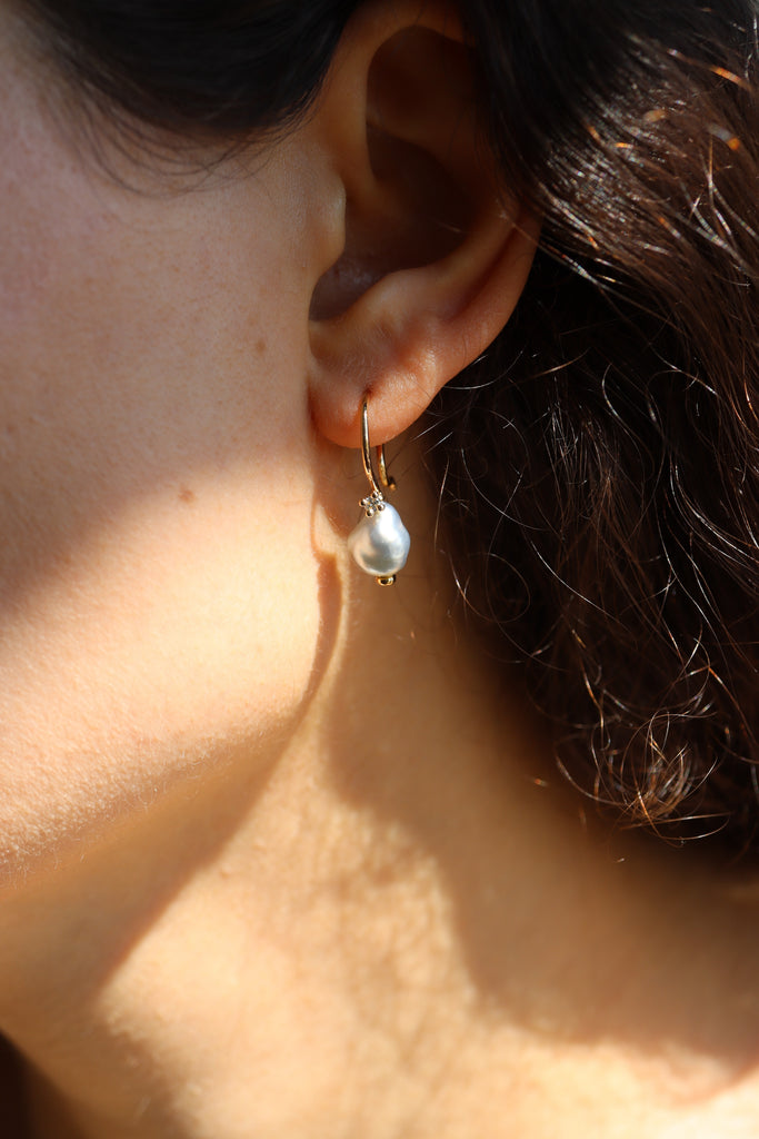 orecchini artigianali oro perle diamanti fairtrade